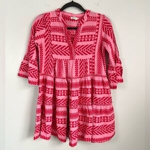 DEVOTION TWINS STARS Girls Ella Mini Dress in Pink and Red, Size 10-12 years.